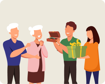 Smiling boy holding a Christmas present